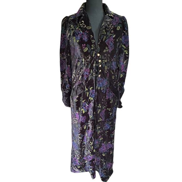 NWT Free People Women’s Floral Velvet Jones Duster Size  Small - Boho Whimsygoth - Picture 4 of 12